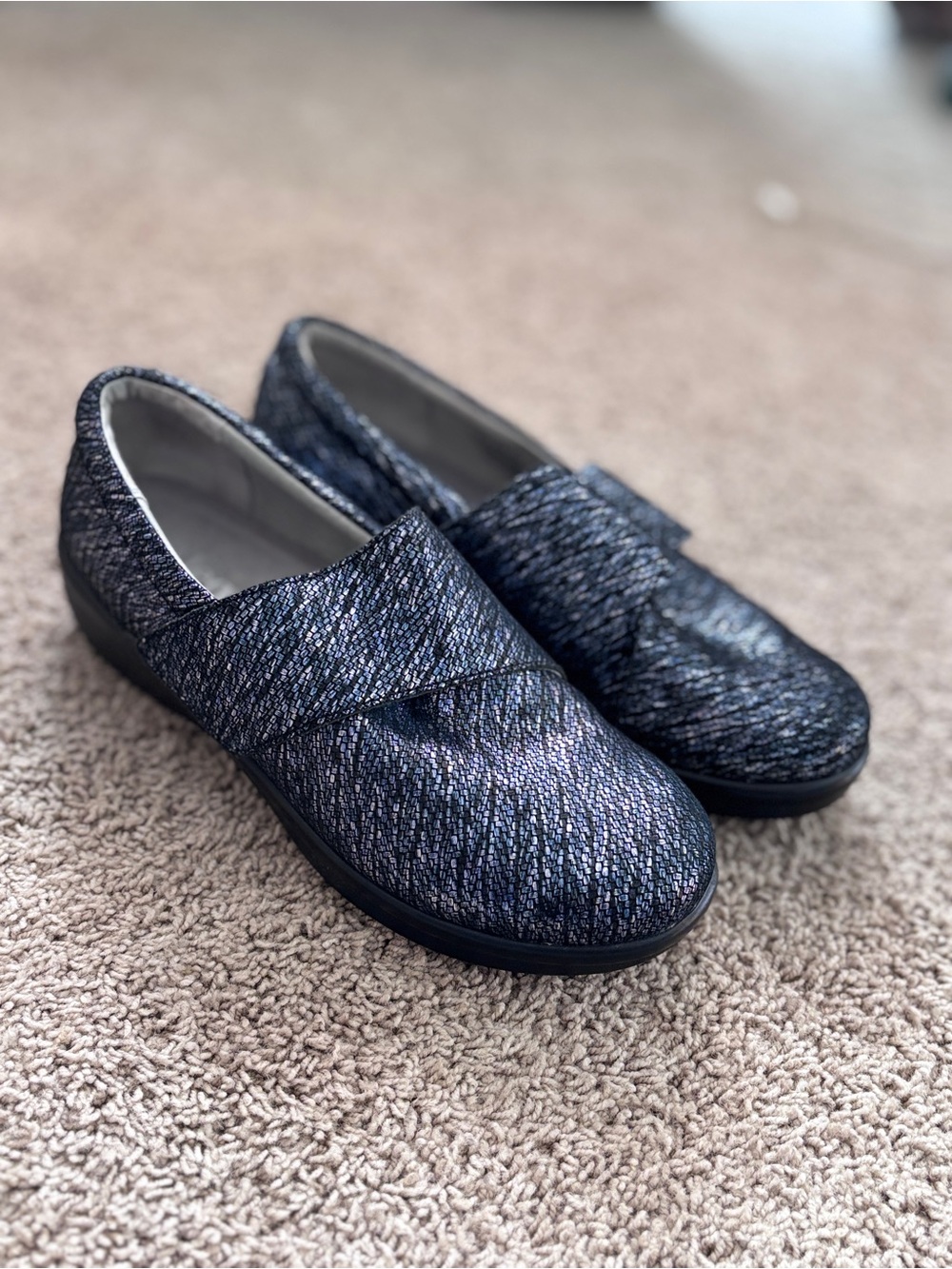 Alegria Womens Blue Metallic Leather LAU-853W Lauryn Comfort Shoes 8-8.5US 38W